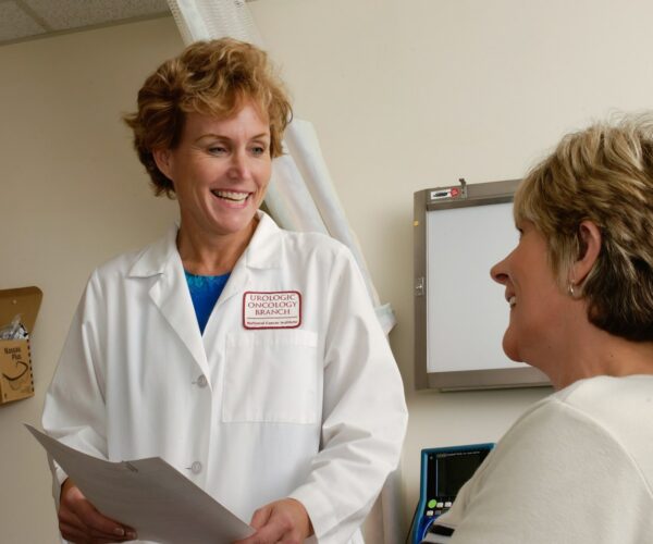 A clinician and patient reviewing a care plan together